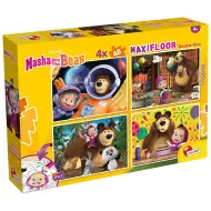 Masha e Orso 2 in 1 maxi puzzle da pavimento 4x48 pezzi e libro da colorare 35x25 cm - Lisciani