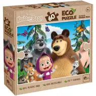 Masha e Orso 2 in 1 puzzle ecologico da 60 pezzi e libro da colorare 70x50cm - Lisciani