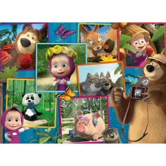 Masha e Orso immagini 2 in 1 maxi puzzle da pavimento da 35 pezzi e album da colorare 70x50 cm - Lisciani immagine 2