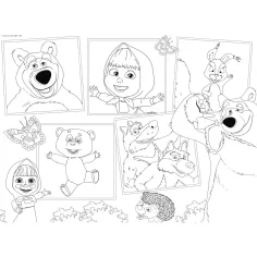 Masha e Orso immagini 2 in 1 maxi puzzle da pavimento da 35 pezzi e album da colorare 70x50 cm - Lisciani immagine 3