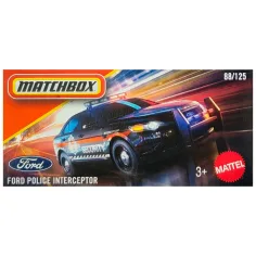 Matchbox: Ford Police Interceptor, auto in scatola di cartone 1:64 – Mattel