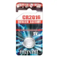 Maxell: Batteria a bottone al litio alcalino CR2016 confezionata in blister da 1 pezzo