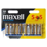 Maxell: Batteria alcalina stilo 1.5V AA LR6 confezione blister 5+5 pezzi