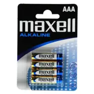 Maxell: Pile alcaline stilo sottile 1.5V AAA LR03 confezione blister da 4 pezzi