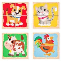 Mini puzzle di legno con animali in scatola - Woodyland immagine 2