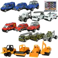 Modello di Auto: Set di veicoli di servizio pubblico da 16 pezzi, inclusi ambulanza, vigili del fuoco, militari e macchine da lavoro