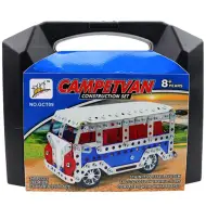 Modello di campervan bus in metallo, set da costruzione da 348 pezzi in valigia