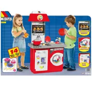 Molto: Cucina giocattolo rossa set da 14 pezzi 27x57x97cm