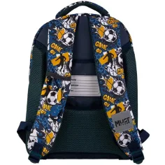 Must... Zaino scolastico con motivo calcistico, sagomato con 3 scomparti, 32x18x43 cm immagine 2