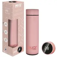 Must: Borraccia in acciaio inossidabile con display LED della temperatura, rivestimento in gomma, colore rosa, 500ml