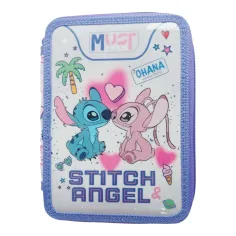 Must: Disney Stitch e Angel astuccio imbottito a più livelli 15x5x21 cm