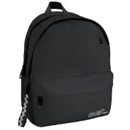 Must: Zaino scolastico nero arrotondato a quattro scomparti, 32x19x42cm
