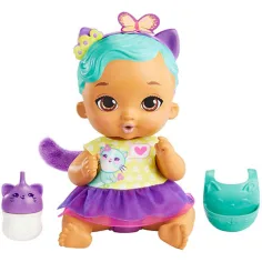 My Garden Baby: Cura deliziosa del bebè - Bambola gattina turchese 30 cm - Mattel immagine 2