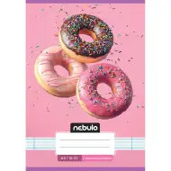 Nebulo: Quaderno A5 a righe per la 2ª classe, spillato, 16-32 pagine, con motivo carino - con ciambelle