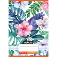 Nebulo: Quaderno a quadretti 27-32 A/5 con copertina tropicale floreale spillata