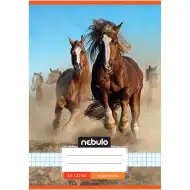 Nebulo: Quaderno a quadretti A/5 27-32 con motivo di cavalli selvaggi stampati