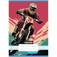 Nebulo: Quaderno a righe formato A/5, 16-32 pagine, con copertina con motocross per la 2ª classe, pinzato.