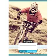 Nebulo: Quaderno a righe formato A/5 21-32, graffettato, per la 4ª classe, con copertina a tema mountain bike.