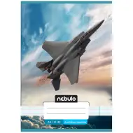 Nebulo: Quaderno a righe formato A/5 21-32 per la quarta classe, con copertina con motivo di caccia aerei.