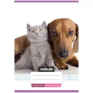 Nebulo: Quaderno a righe formato A/5 21-32 per la quarta classe, con graffette, con motivo di bassotto e gattino grigio