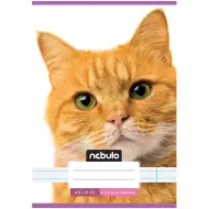 Nebulo: Quaderno a righe formato A/5, 21-32, per la quarta classe, rosso, con motivo di gattino, pinzato.