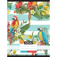 Nebulo: Quaderno con dorso spillato, a quadretti rigati, motivo a pappagallo, 87-32, formato A/4