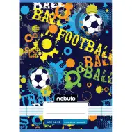 Nebulo: Quaderno rilegato a punto metallico a righe per la prima classe, formato A5, 14-32, con motivo alla moda - con pallone da calcio
