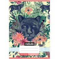 Nebulo: Quaderno spillato a quadretti formato A/5, 27-32, con copertina nera decorata con motivo a pantera.