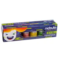 Nebulo: Set di tempere colorate in vasetti da 25 ml, confezione da 6 pezzi