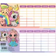 Nebulo: Unicorno e principessa, mini orario scolastico a una pagina, fronte-retro