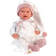 Neonato che piange con cappellino rosa 40 cm