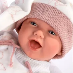 Neonato che piange con cappellino rosa 40 cm immagine 2