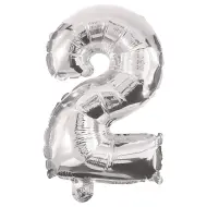 Numerosi palloncini in lamina color argento – numero 2, 86 cm