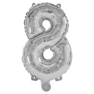 Numerosi palloncini in lamina color argento – numero 8, 32 cm