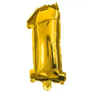 Numerosi palloncini in lamina color oro – numero 1, 32 cm