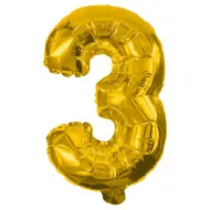Numerosi palloncini in lamina color oro – numero 3, 32 cm
