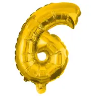 Numerosi palloncini in lamina color oro – numero 6, 32 cm