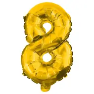 Numerosi palloncini in lamina color oro – numero 8, 32 cm