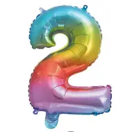 Numerosi palloncini in lamina metallizzata arcobaleno - numero 2, 34 cm