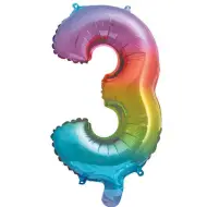 Numerosi palloncini in lamina metallizzata arcobaleno - numero 3, 34 cm