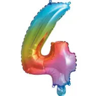 Numerosi palloncini in lamina metallizzata arcobaleno - numero 4, 34 cm