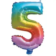 Numerosi palloncini in lamina metallizzata arcobaleno - numero 5, 34 cm