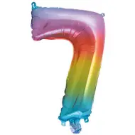 Numerosi palloncini in lamina metallizzata color arcobaleno - numero 7, 34 cm