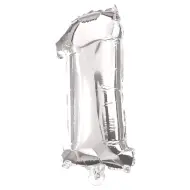 Numerosi palloncini in mylar color argento – numero 1, 86 cm