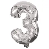 Numerosi palloncini in mylar color argento – numero 3, 86 cm