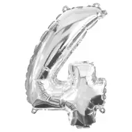 Numerosi palloncini in mylar color argento – numero 4, 32 cm