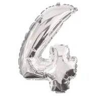 Numerosi palloncini in mylar color argento – numero 4, 86 cm