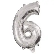 Numerosi palloncini in mylar color argento – numero 6, 86 cm
