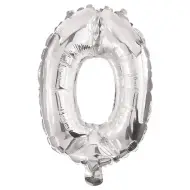 Numerosi palloncini in mylar color argento - numero 0, 86 cm
