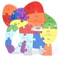 Numerosi puzzle di elefanti educativi in legno